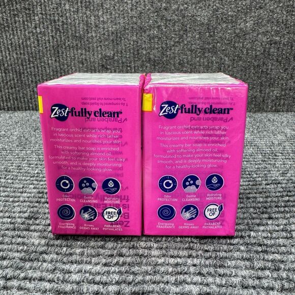 2 Packs -4 Bars ZEST Moisturizing Lush Orchid & Almond Oil Bar Soap 4.12oz Each - Picture 2 of 4